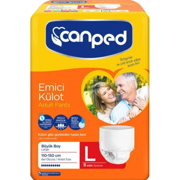 Canped ADULT PANTS Подгузники-трусы д/взрослых размер L (100-150 см.), 8 шт. 10 капель