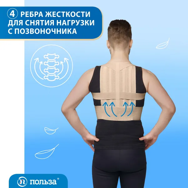 Корректор осанки для взрослых "Польза", 0506