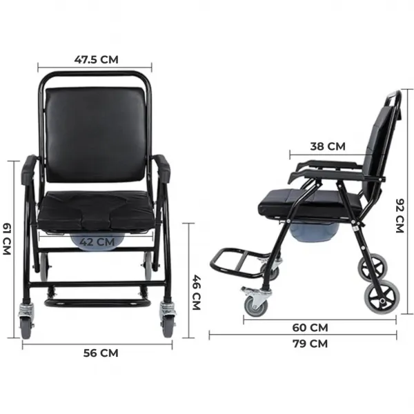 Стул-туалет с колесами, складной с ведром СТ100