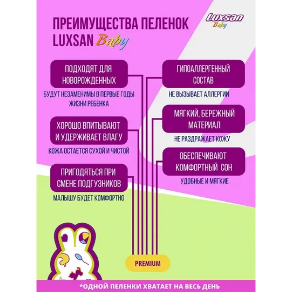 Пеленки LUXSAN Baby Premium впитывающая для детей с рисунком